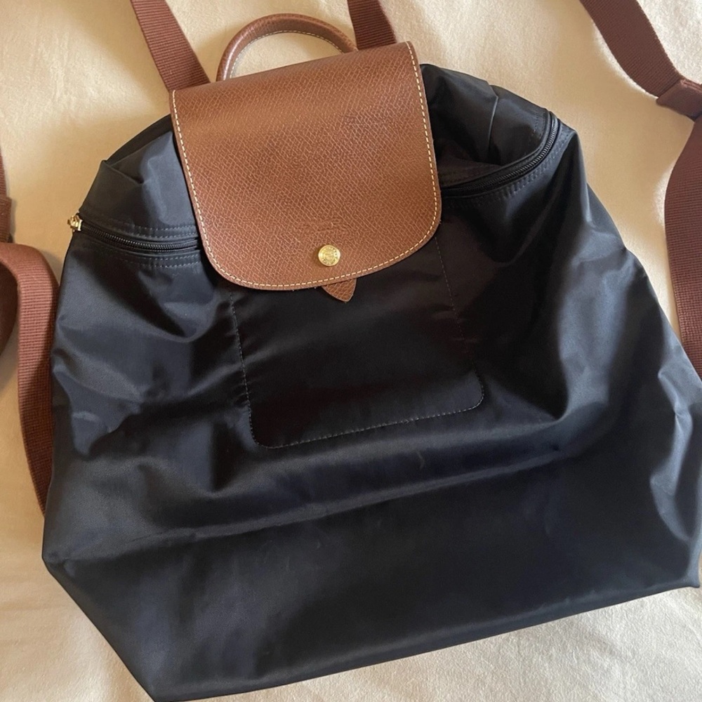 Longchamp Black and Brown Backpack